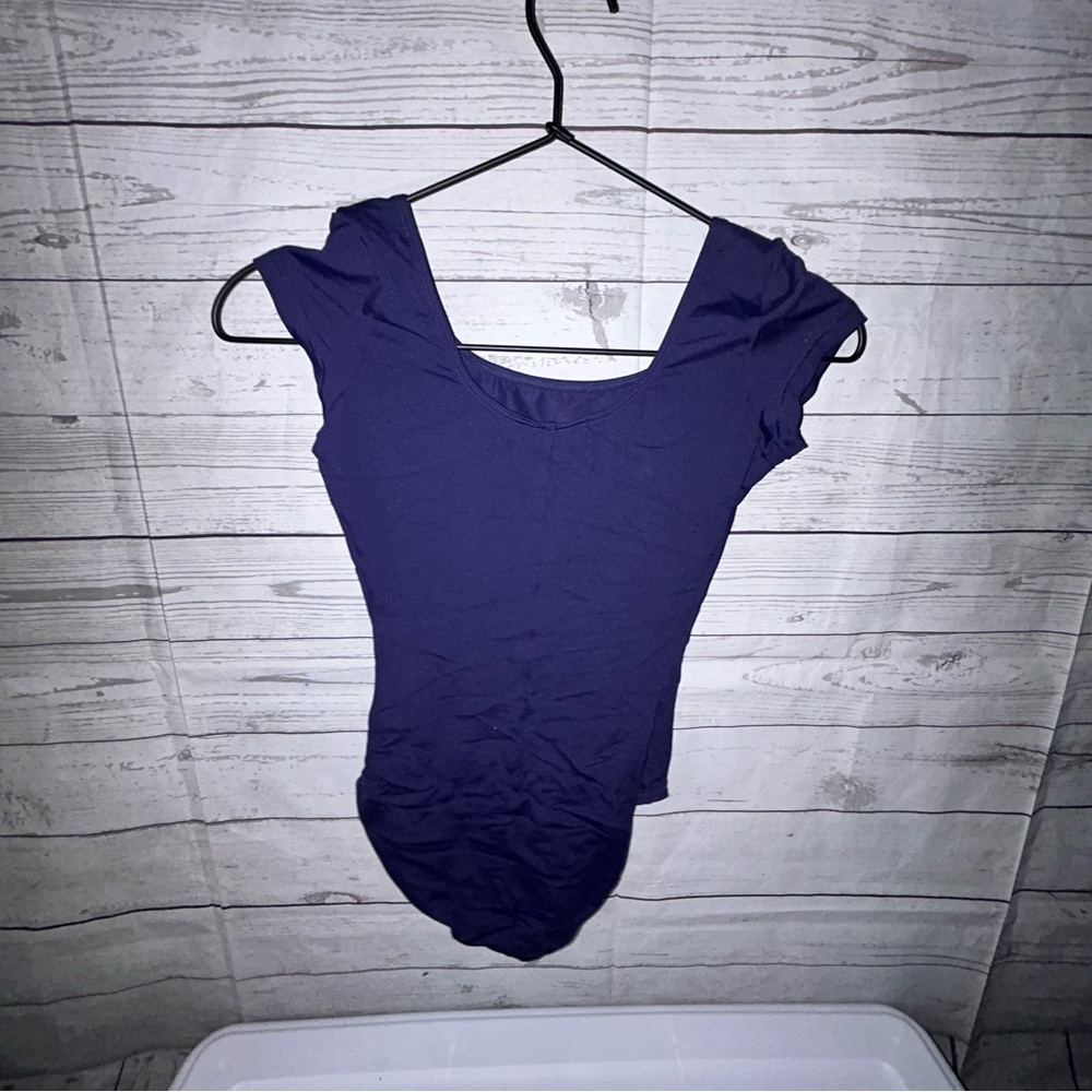 EUC Block Betri Cap Sleeve Navy Leotard Size P - Picture 3 of 6